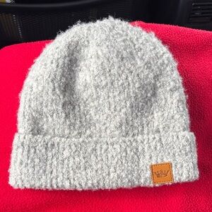 Panache Gray Knit Beanie with Leather Crown Patch